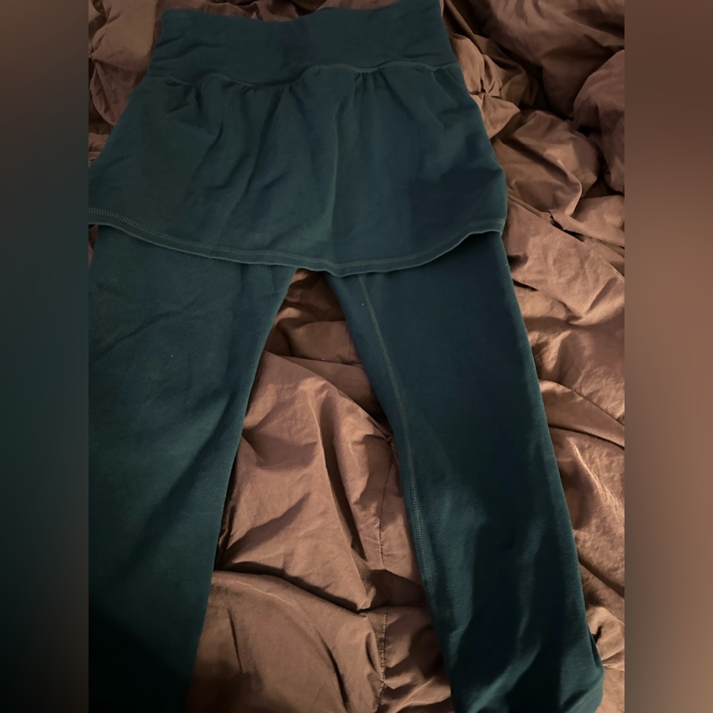Athleta Organic Cotton Meditation 2 In 1 Skirt Capri Leggings Dark Teal S